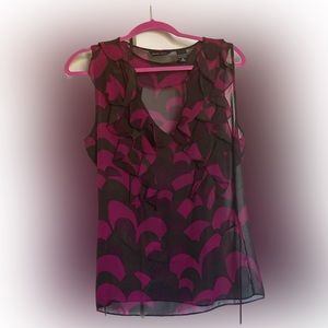 Sheer NY&Co sleeveless blouse with ruffles size 12